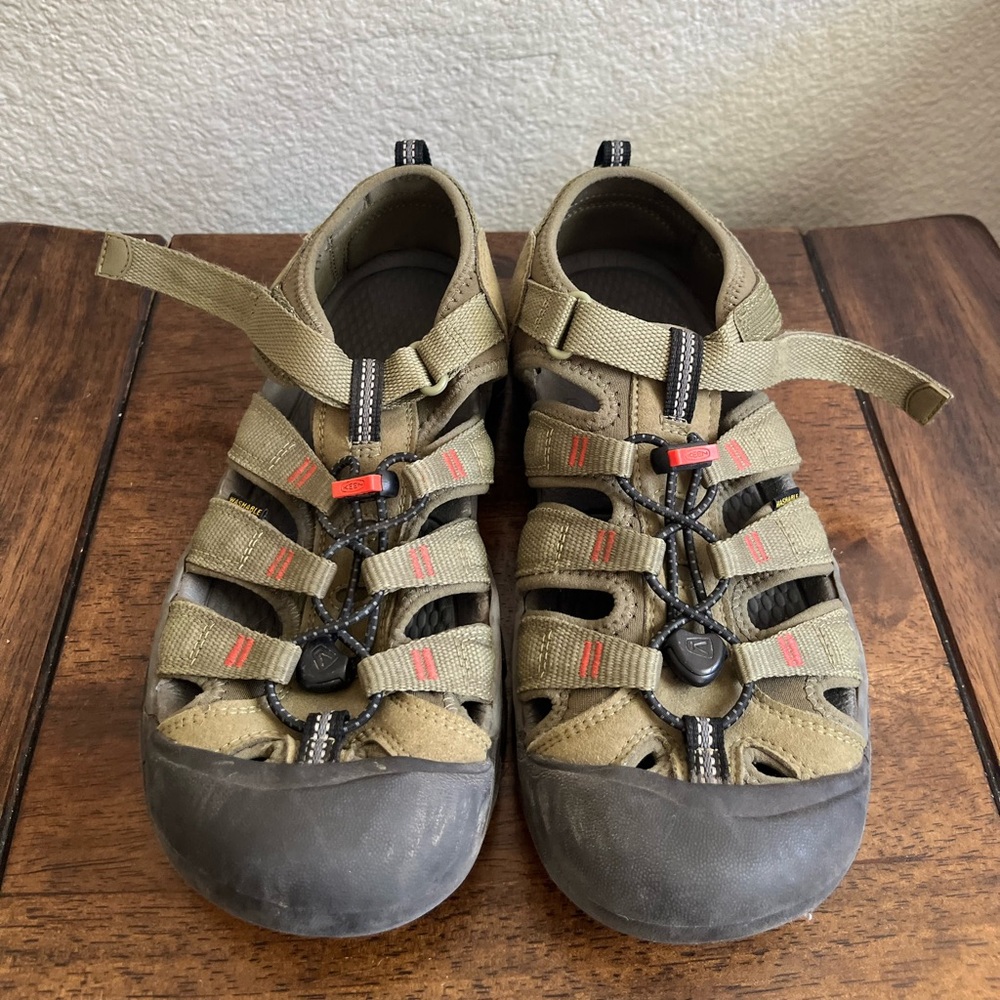 KEEN unisex child Newport H2 Sport Sandal, Olive Drab/Orange, 7 Big Kid US